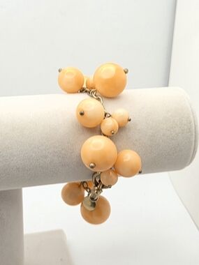 J. Crew Vintage Chunky Bubble Charm Bracelet - Peachy Orange Swirl